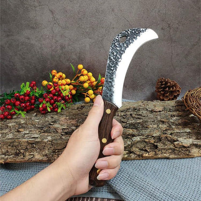 Meat Cleaver, Portable Hammer-Patterned Sickle-Forged Durian Knife Outdoor Slaughtering Utility Knives with Sheath7