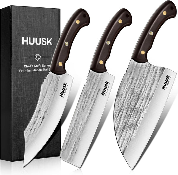 3PCS Hand Forged Butcher Knife Set for Meat Cutting, Gifts for Men1