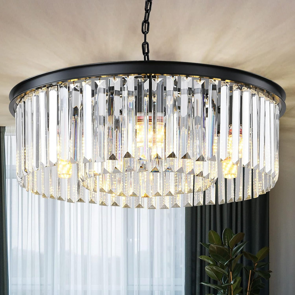 black-modern-crystal-chandelier-2-tier-round-flush-mount-ceiling-light-fixtures-height-adjustable-pendant-lighting-for-dining-room-living-room-bedroom-kitchen-hotel-foyer