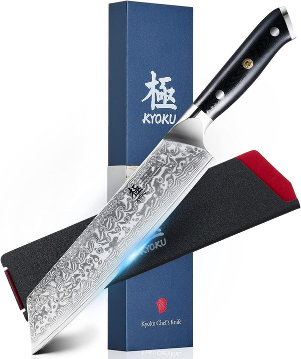 8.5“ Damascus Kiritsuke Chef Knife,Upgraded Multipurpose Chef Knife with Silver Ion for Meat Vegetable Cutting, Ultra Sharp Japanese VG10 Stainless Steel Kitchen Knife for Professional Home Chef1