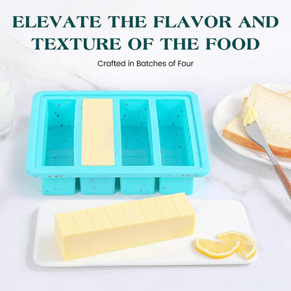 Butter Mold with Stainless Steel Frame, BPA Free | Nonstick Butter Mold for Homemade Butter with Lid, Fits 4 Oz Standard Butter Stick Size , Aque, 1 Pc6