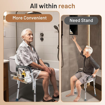 Hanging Shower Caddy, Shower Rack with Hooks for Bath Chair & Shower2