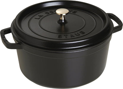 Staub Cast Iron round Cocotte, Dutch Oven, 7-Quart, Serves 7-8, Made in France, Matte Black | Perfect for Batch Cooking, Meal Prep & Large Meals. Braise, Roast & Bake in One Pot. Enameled Coated Cast Iron Dutch Oven1