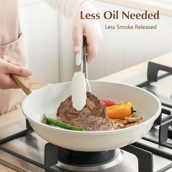 11Inch Nonstick Ceramic Frying Pan with Lid, PFAS/PTFE/PFOA Free | Ceramic Omelette Pan Skillet, Healthy Non-Toxic Chef'S Pan, Induction Compatible Pan, Heat Resistant Handle3