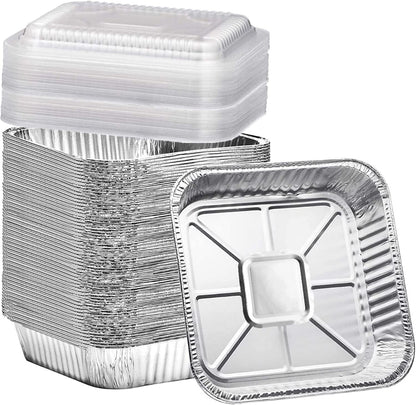 (35 Pack) 8X8 Aluminum Pans with Clear Plastic Lids - Square Baking Cake Pans - Foil Pans with Lids - Disposable Food Containers Great for Cooking, Heating, Storing, Prepping Food1
