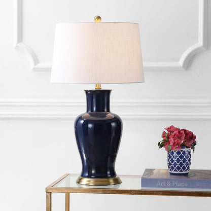 Julian Classic Ceramic Urn Metal LED Table Lamp 29", Navy2