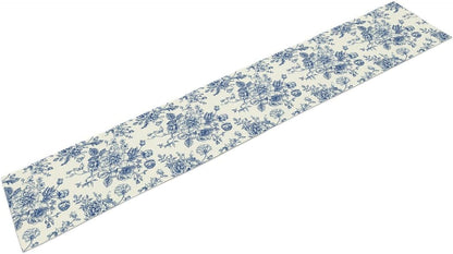 Floral Table Runner,Blue Flower Table Decoration Chinoiserie Dinner Table Decoration for Home Living Room Kitchen Dining Room Party Indoor Outdoor 13X36In6