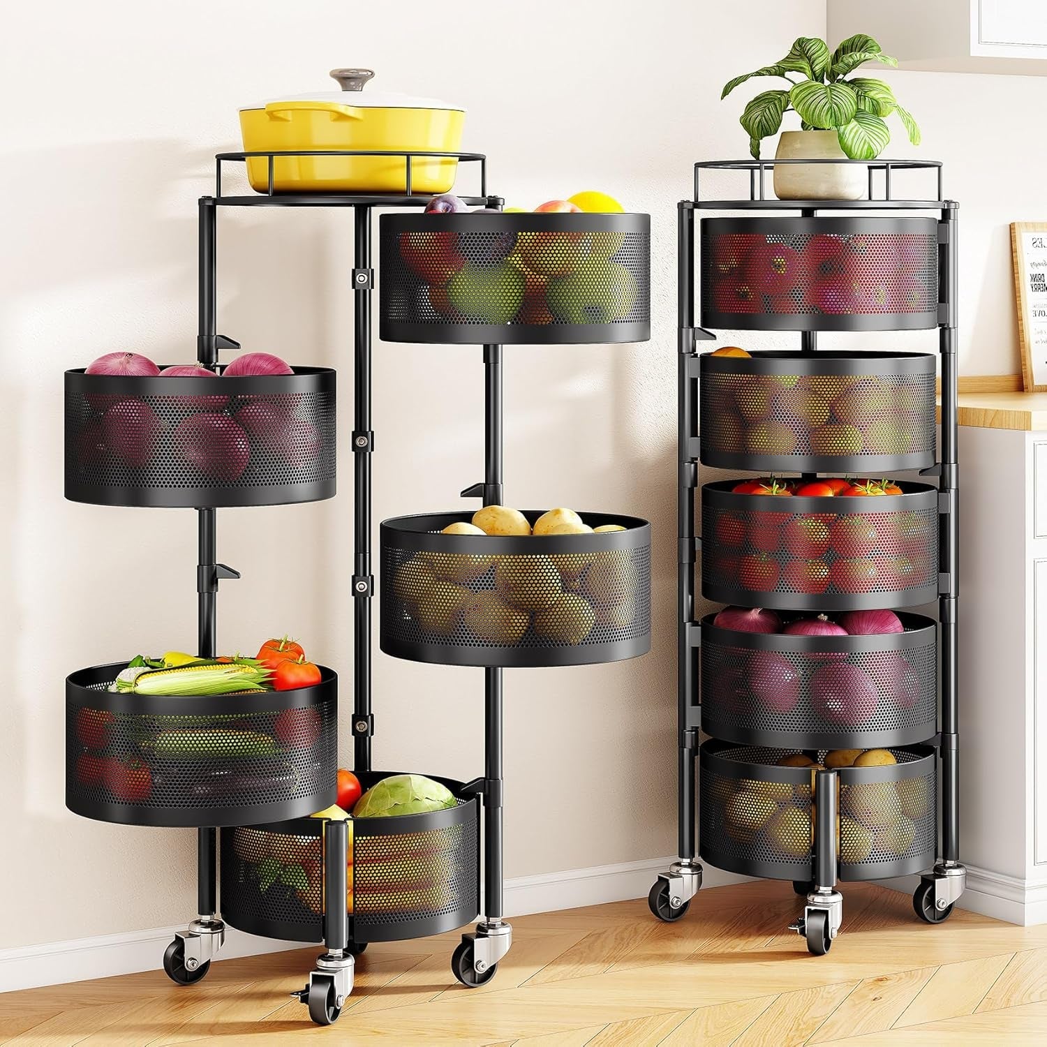 5-tier-fruit-and-vegetable-basket-bowls-for-kitchen-rotating-black-metal-top-lid-rolling-storage-rack-cart-for-potato-onion-fruit-large-wire-basket-organizer-for-kitchen-counter-pantry