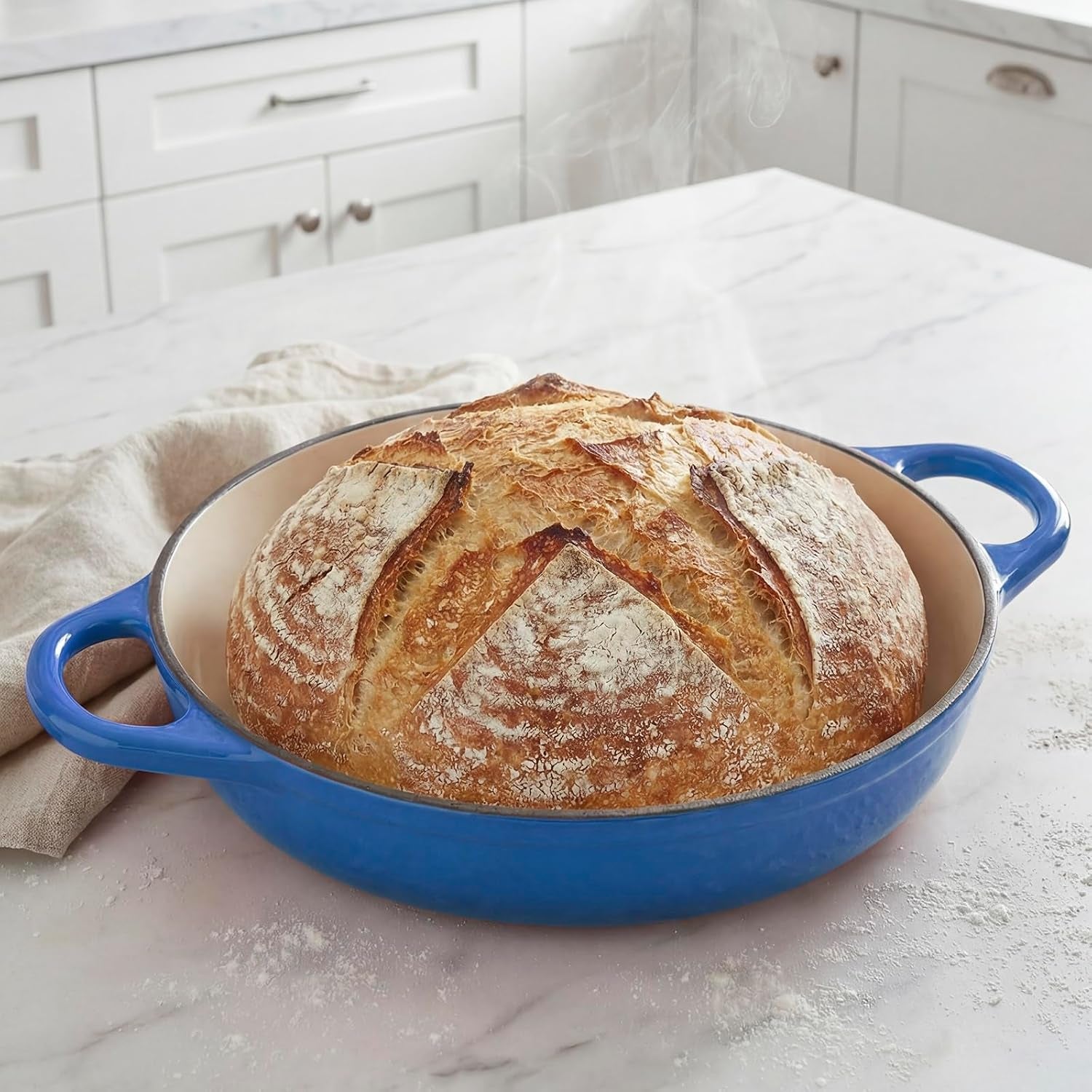 dutch-oven-cast-iron-bread-oven-with-cloche-dome-lid-for-baking-sourdough-artisan-bread-pizza-enameled-cast-iron-combo-cooker-for-baking-braising-roasting-magenta-enameled-finish