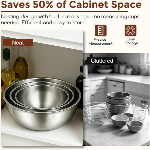 Stainless Steel Mixing Bowls Set, 3-Piece (1.5, 2.2 & 3.4 Qt)6