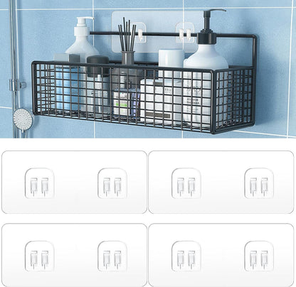 4 Pack Shower Caddy Adhesive Replacement, Strong Adhesive Sticker Hooks for Corner Shower Caddy Bathroom Shelf Basket Soap Dish Hanging Hooks Kitchen Accessories No Drilling5