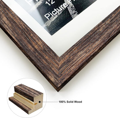 12X16 Wood Frame(Rustic Brown, 1 Pack) 11X14 Picture with Mat or 12 X 16 Photo without Mats with Mat for Gallery Wall, Family, Baby, Dog, Dorm, Christmas3