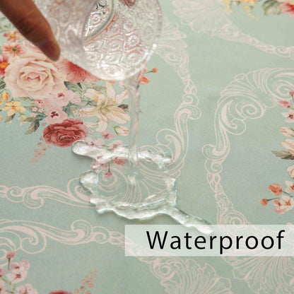 Round Floral Tablecloth, Shabby Chic Table Cloth, Mint Green, 60 Inch3