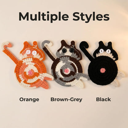 Cat Gifts for Cat Lovers 3PCS Cat Coaster Woven Creative Cat Coaster3