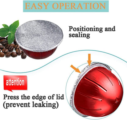 Aluminum Foils Lids to Reuse Vertuoline Capsules Coffee Pods Compatible with Nespresso Vertuoline Machine 64Mm(100/Package)6