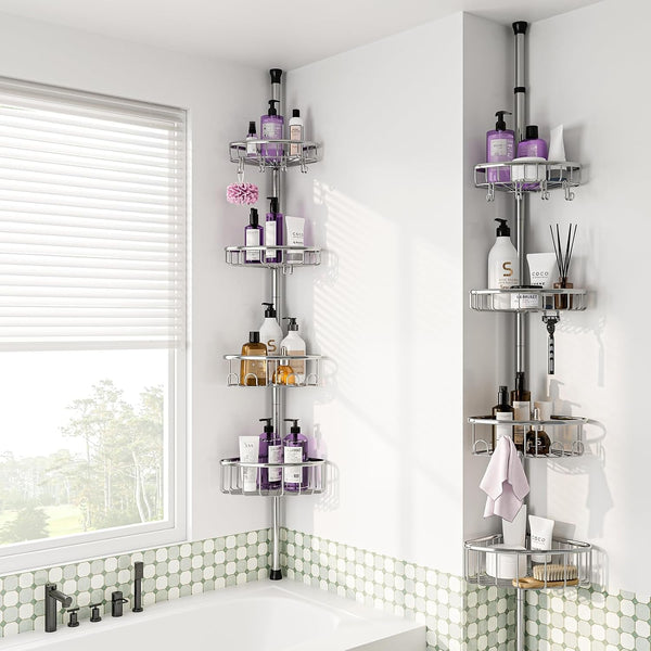 Corner Shower Caddy Tension Pole 4-Tier 47-121 Adjustable Stainless Steel7