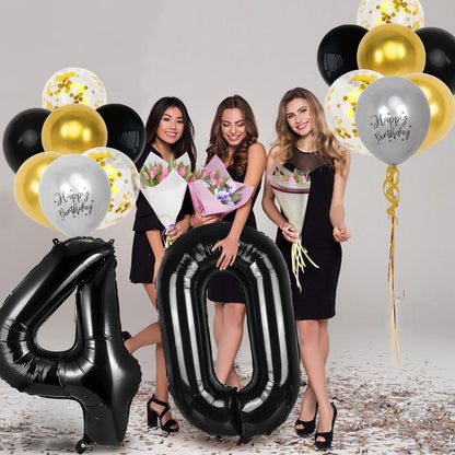 40Th Birthday Decorations for Men Women, 40 Inch 40 Balloon Numbers, 18 Pcs 12 Inch 40Th Birthday Decoration Balloons for 40Th Men Women Birthday Anniversary Party Decoration3
