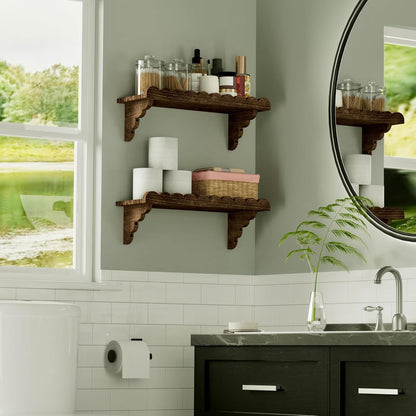 Scalloped Wood Wall Shelf – 17 Inch Floating Shelf with Wood Brackets, Easy to Install Rustic Wall Shelf for Living Room, Bedroom, Bathroom, or Any Space5