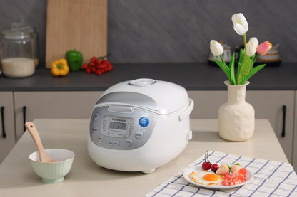 Panasonic SRZC123L Rice Cooker, 6-Cup Uncooked/12-Cup Cooked, Fuzzy Logic Microcomputer, Thick Non-Stick Aluminum Pan, Detachable Inner Lid, 10 Programs, Auto Keep Warm, Keep Warm, White6
