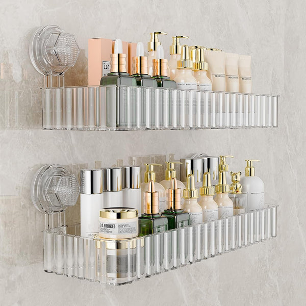 Shower Caddy Suction Cup Bathroom Shower Organizer for Bathroom Storage & Home Decor & Kitchen No Drilling Large Capacity Removable and Reusable Shower Shelves for inside Shower. (Clear, Square)1