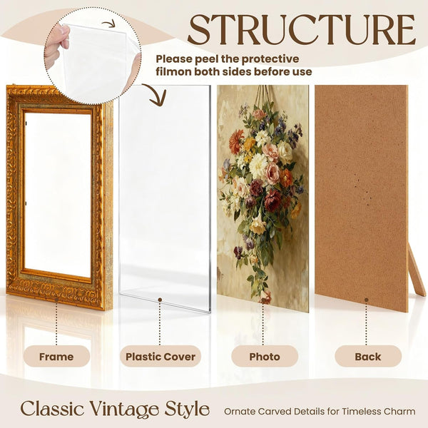 8 Pcs Multicolor Vintage Picture Frames (8X10, 5X7, 4X6)7
