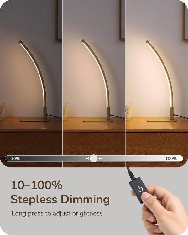 Curved LED Table Lamps for Living Room, Modern Bedside Lamp, Gold5