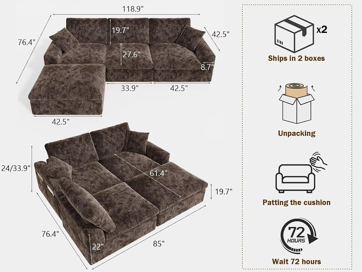 119-cloud-couch-sectional-for-living-room-oversized-boneless-couches-with-ottoman-convertible-l-shaped-3-seater-modular-sofa-modern-sectional-sofa-with-adjustable-backrest-brown