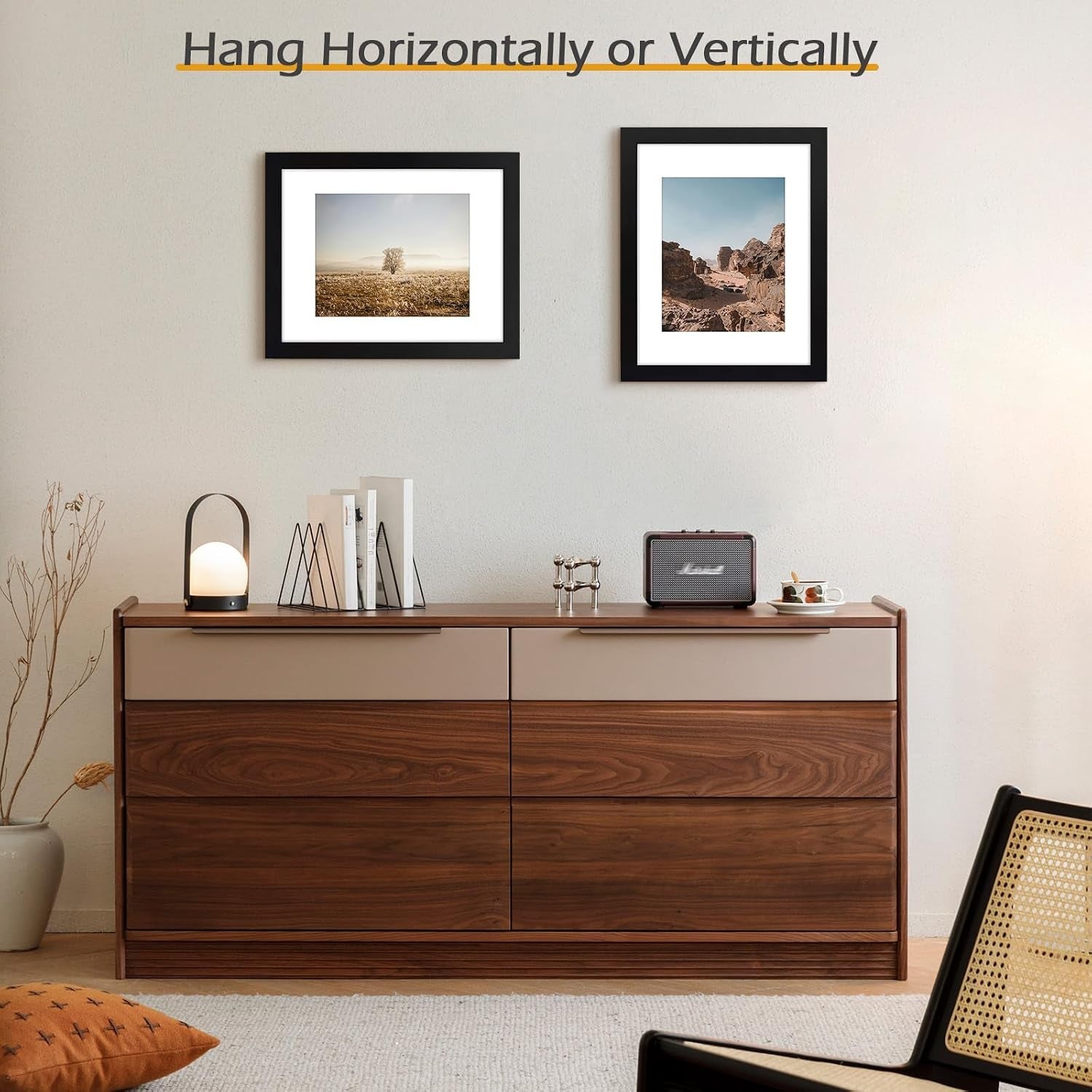 11x14-black-picture-frame-solid-wood-real-glass-mat-8x10