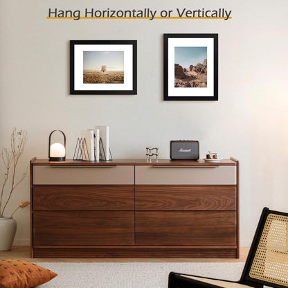 11X14 Black Picture Frame,Solid Wood&Real Glass,Mat 8X102