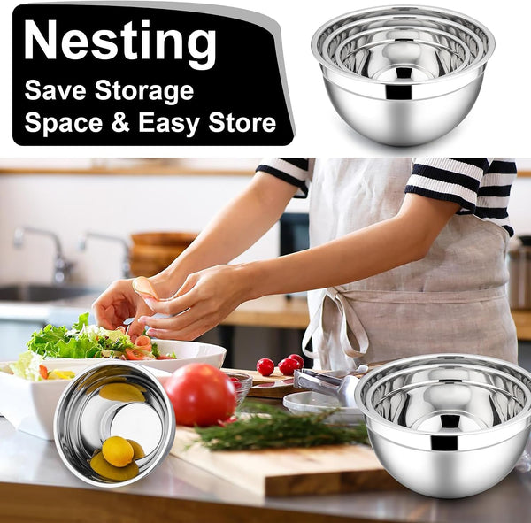 Mixing Bowls with Lids Set, 6-Piece Stainless Steel Salad Bowls5