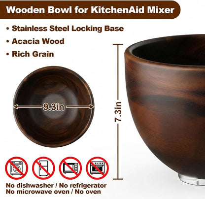 Premium Wood Mixing Bowl for Kitchenaid 4.5-5 Qt Stand Mixers3
