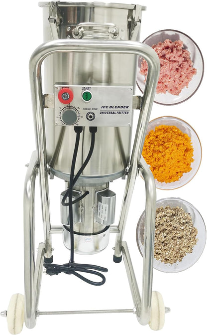 Commercial Food Processor Electric Food Chopper Cutter Stainless Steel Meat Grinder Movable Meat Mincer Food Cutting Machine Double Knives 32L for Fruit Vegetable Meat Grains Garlic 110V1