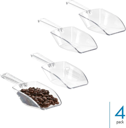 Large Plastic Scoop Measuring Cups – Set of 4, Pet Food, Coffee Grounds, Versatile Scoop, 2.25" X 1.25" X 6.5", 1/3 Cup, Clear2