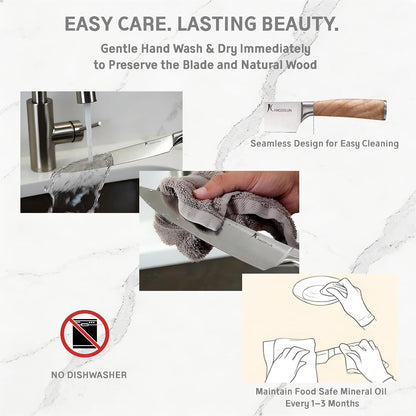 Ultra Sharp 14-Piece Kitchen Knife Set, High Carbon Stainless Steel Blades, Torrefied Natural Wood Handles, Ergonomic Design, Space-Saving White-Finished Wood Block, Easy Hand Wash, Gift Box9