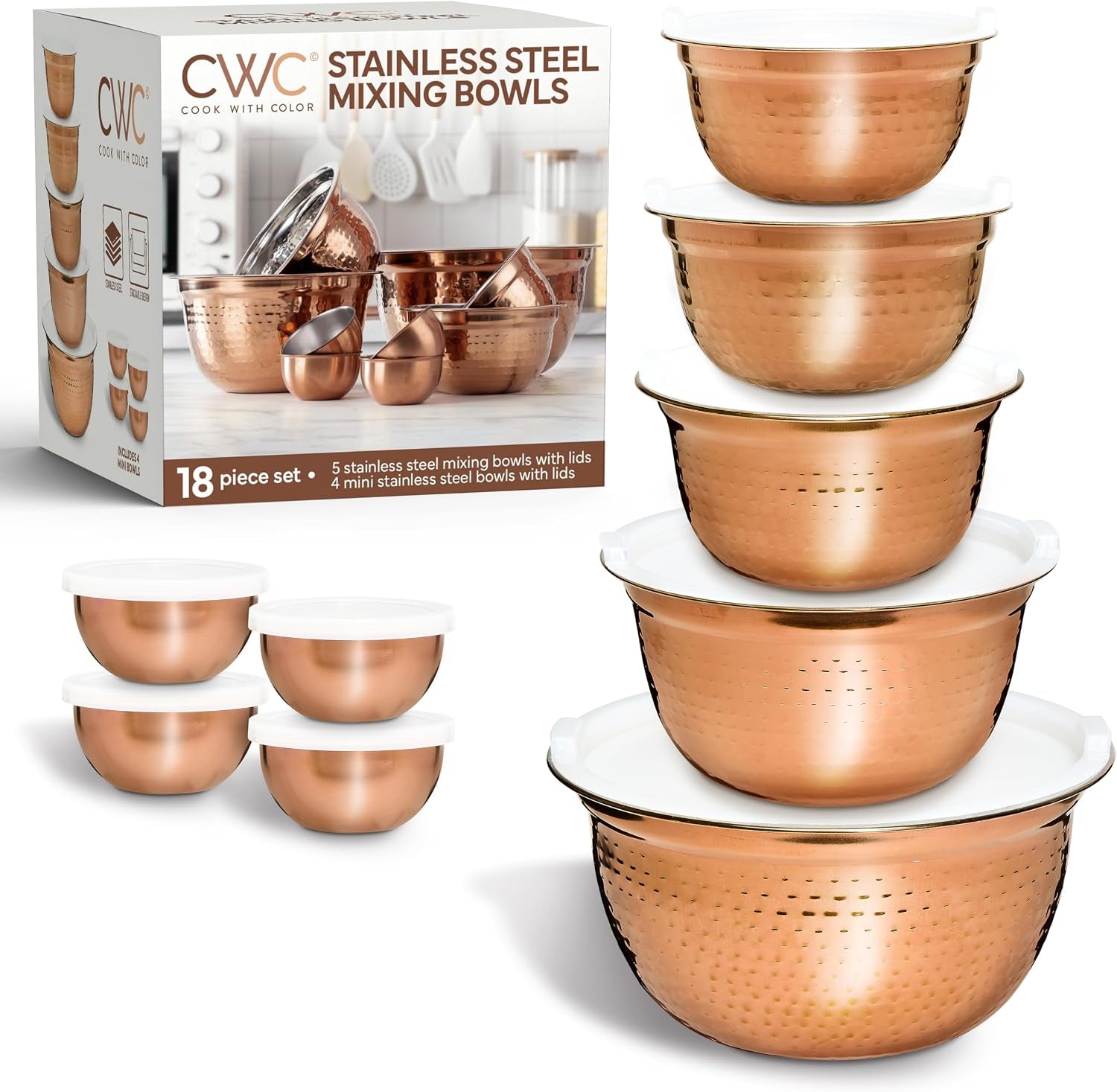 18-piece-mixing-bowls-set-with-airtight-lids-handcrafted-stainless-steel-bowls-food-storage-containers-meal-prep-nesting-salad-bowls-for-cooking-baking-kitchen-copper-hammered