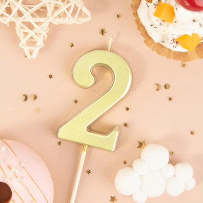 2.76 Inch Modern Gold 2 Number Birthday Candles, Gold Number Candles, Cake Number Candles, Party Celebration2