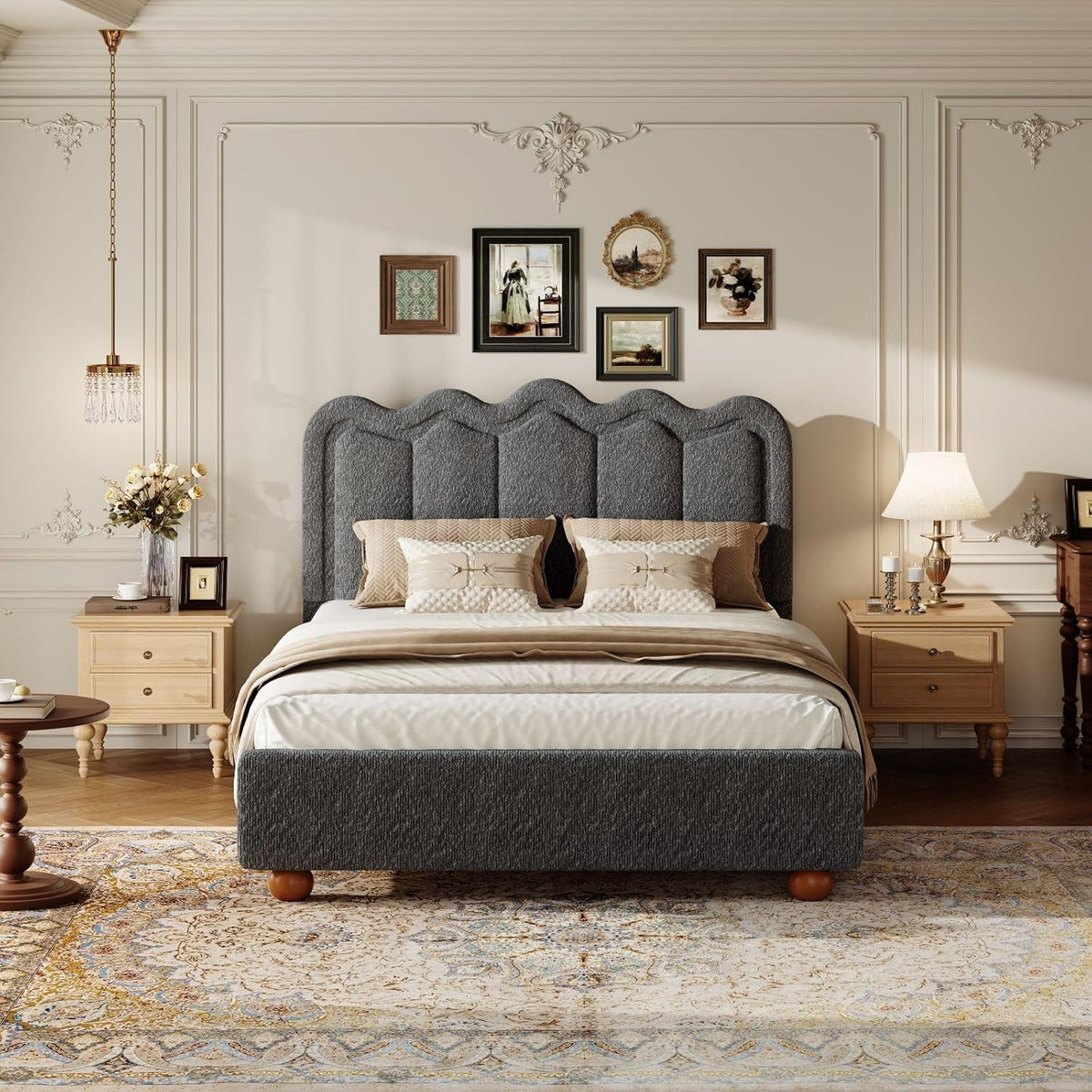 full-size-bed-frame-with-headboard-upholstered-boucle-cloud-bed-frame