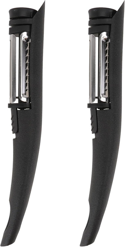 2Pcs Multifunctional Vegetable and Fruit Peeler Set, Stainless Steel Blades, Ergonomic Handle, Practical Kitchen Tool for Peeling, Grating, and Slicing Vegetables and Fruits1