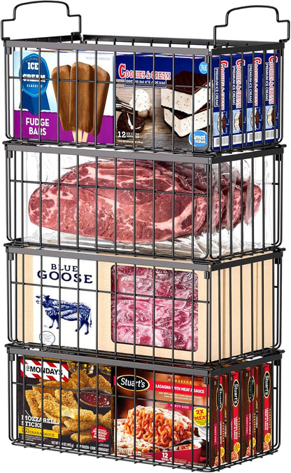 Freezer Organizer Bins, 4 Pack Big Baskets for 5/ 7 Cu.Ft Deep Freezer1