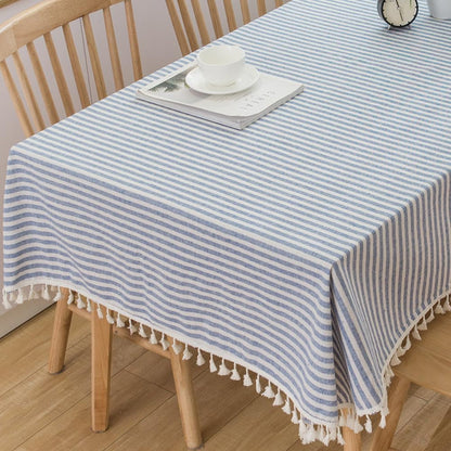 Square Tablecloth 70 X 70 Inch Blue Striped Boho Cloth Tablecloths Summer Outdoor Tablecloth for Picnic Table Cover (Blue,70"X70",Square)1