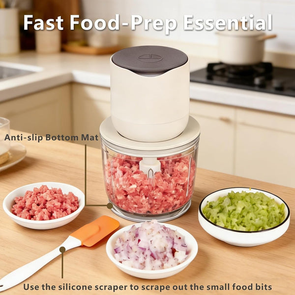 600Ml Glass Cordless Food Chopper, Wireless Food Processor W/ 3 Sharp Blade | USB-C Rechargeable Battery Powerful Motor, Small Garlic Vegetable Chopper, Electric Meat Blender Grinder, Portable Mini Mixer5