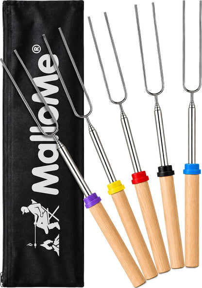 Smores Sticks for Fire Pit Long - Marshmallow Roasting Sticks Smores Kit - Smore Skewers Hot Dog Fork Campfire Cooking Equipment, Camping Essentials S'Mores Gear Outdoor Accessories 32" 5 Pack1