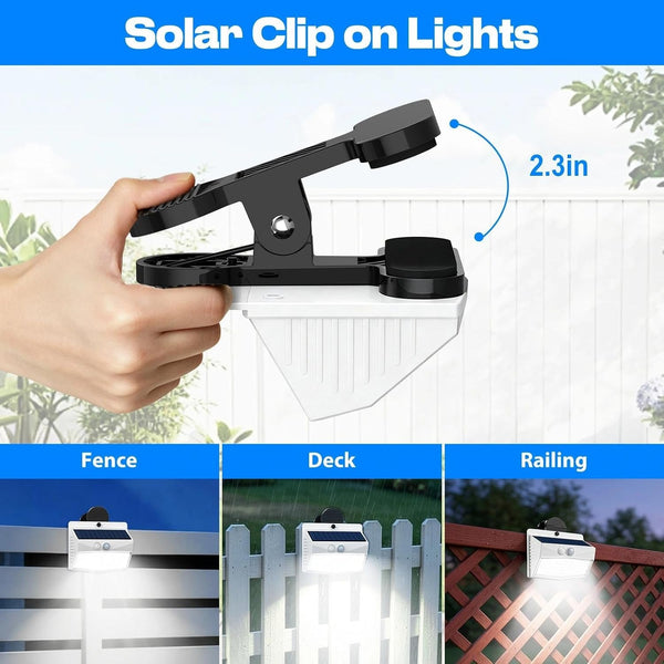 Clip on Solar Lights Outdoor, Motion Sensor Lights with 3 Modes2