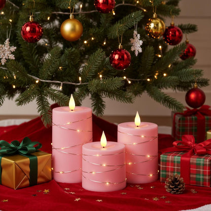 Pink Battery Operated Flameless LED Pillar Candle with Remote Timer3