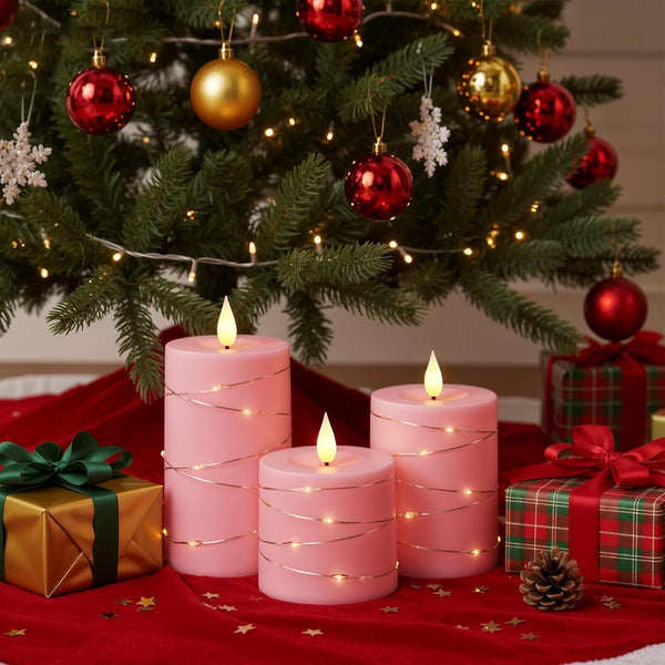Pink Battery Operated Flameless LED Pillar Candle with Remote Timer3