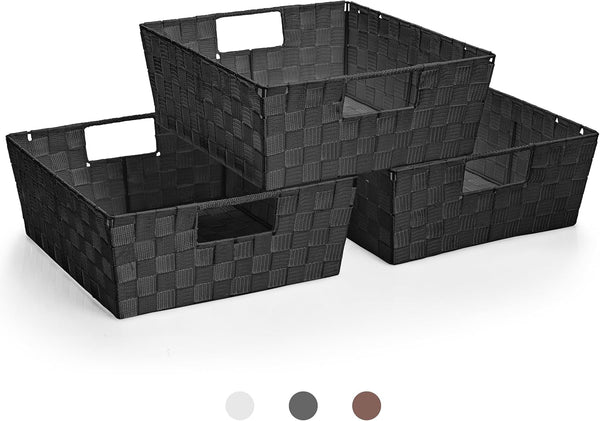 Baskets for Organizing, Woven Storage Set (Set of 3, Black)1