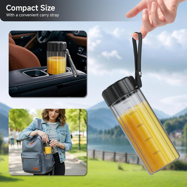Portable Blender, Small Smoothie Blender with LED Display, Black | USB C Charge, 8 Blades 22000 RPM Motor, Rechargeable 17Oz Personal Blender, Travel Lid, Mini Mixer for Protein, Home, Office6