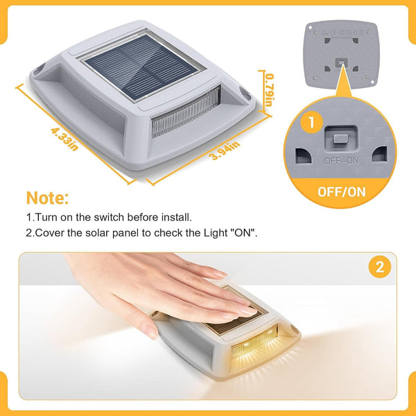 Solar Dock Lights Outdoor 6 Pack, IP68 Waterproof Driveway Deck Light, Warm6