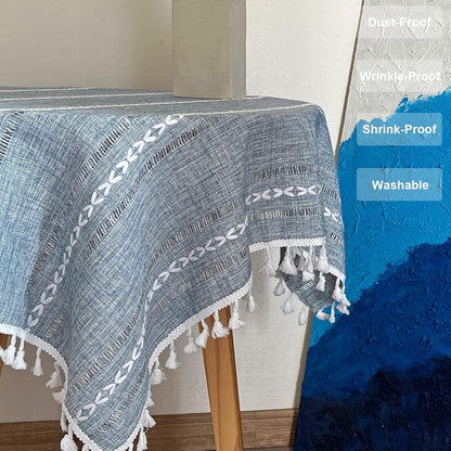 Rustic Square Small Blue Farmhouse Linen Tablecloth 36 X 36 Inch4