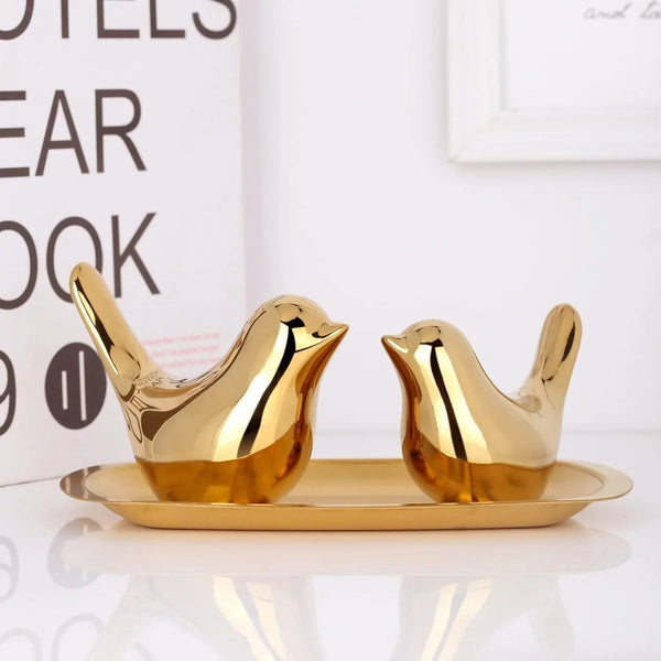 2 Pcs Gold Decor Accents,Small Animal Statues,Modern Home Decorative, Birds Sculpture, Ornaments for Shelf, Bookshelf, Coffee Table,Knick Knacks Home Decor for Shelves(Gold Bird)7